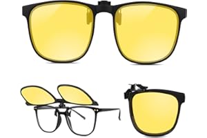 Kiiwah Plegable Gafas para Conducir de Noche Clip, Gafas de Conducción Nocturna con Clip Amarillas Visión Nocturna para Hombres y Mujeres, Conducción Nocturna, Lluvia, Sol y Niebla