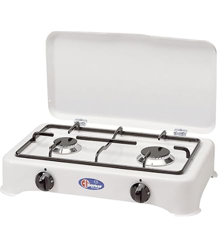 Fornello A Gas A 1 Fuoco PS-1 In Vetro 4,2 KW – Piano Cottura A Propano Con Dispositivo Di Sicurezza E Accensione Piezoelettrica – Set Con Tubo E Riduttore