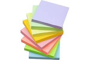 SHIDUO (8 Pack) Sticky Notes 76mm x 76mm, Pastel Colorful Super Sticking Power Memo Post Stickies Square Sticky Notes for Office, Home, School, Meeting, 82 Sheets/pad