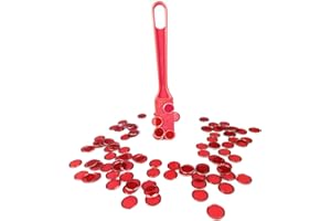 AcpopbM Kit de Bingo Magnétique - 1 Bâton Magnétique + 100 Jetons Loto - Jeu Éducatif pour Enfants et Accessoire Pratique de Stockage (Rouge)