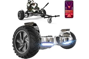 GeekMe Hoverboards avec Hoverkart, Hoverboards de 8,5 pouces avec kart, Hoverboards tout terrain avec APP, moteur puissant, haut-parleur Bluetooth