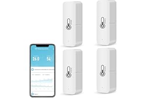 MOLCZOV WiFi Thermometer Hygrometer Innen, Mini Thermometer Raumthermometer mit App Fernbedienung, Temperatur Luftfeuchtigkeitmessgerät mit Datenspeicherung für Gewächshaus, Kompatibel Alexa Google Home 4PCS