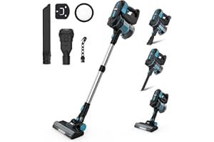 INSE Aspirapolvere senza fili, Scopa elettrica senza filo 20kPa, Autonomia 45 minuti, batteria rimovibile, aspirapolvere multifunzionale per peli di animali domestici pavimenti duri