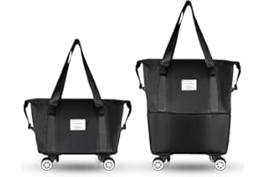 VIRIECH Borsa da viaggio pieghevole, espandibile, con ruote rimovibili, per sport e viaggi