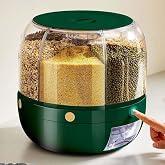Jolfay Rotating Grain Storage Bin 6 Grid Rice Container One-Click Output Large Capacity Food Dispenser For Rice Grains or Pet