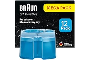 ‎BRAUN Braun 3-in-1 ShaverCare Reinigungskartuschen für Reinigungsstationen – ORIGINAL Kartuschen – Reinigt Rasierer 10x besser als Wasser, Scherkopfreiniger, Entfernt Haare und Hautpartikel – 12er Pack