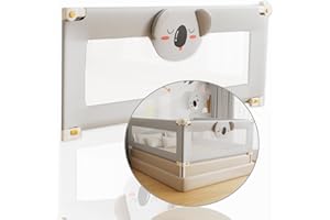 EAQ Bettgitter 200cm Bettschutzgitter Kinderbettgitter für Kinder Babybettgitter Klappbar,Installation frei,Sicherheitsschutz, Kinderbett Kinderbettschutzgitter Rausfallschutz