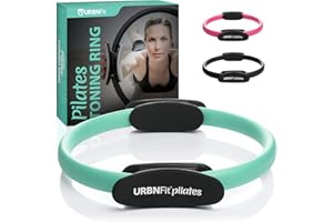 URBNFit Pilates Ring - Fitness Circle, Pelvic Floor Exerciser and Thigh Toner w/Non-Slip, Dual Grip, Foam Pads and Bonus Workout Guide - Colour