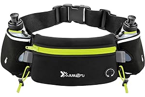 Number-one Running Belt with Water Bottles (2 x 175ml) Hydration Belt Waterproof Waist Pack Fits iPhone Adjustable Sports Waist Pack for Marathon Running Hiking Cycling