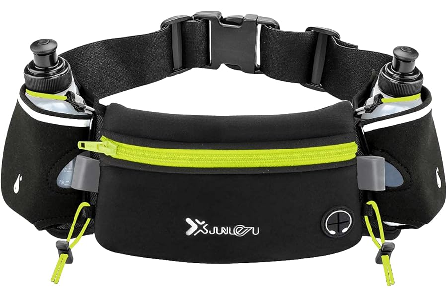 Number-one Running Belt with Water Bottles (2 x 175ml) Hydration Belt Waterproof Waist Pack Fits iPhone Adjustable Sports Waist Pack for Marathon Running Hiking Cycling