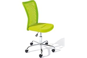 Inter Link - Krzesło do biurka dla dzieci - Ergonomiczne krzesło obrotowe - Regulowana wysokość - Chromowana metalowa podstawa - Oddychający pokrowiec z siatki - Obrót 360° - Zielony - Bonnie
