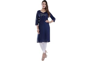 Ramkudi Indisches Damen einfarbiges besticktes Baumwoll-Top Kurti