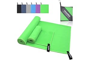 Leeyunbee Asciugamano Microfibra Set di 2, 160 x 80 cm Telo Mare Microfibra e 80 x 40 cm Asciugamano Palestra, Asciugamani in Microfibra ad Asciugatura Rapida, per Sport, Viaggio, Spiaggia (Verde)