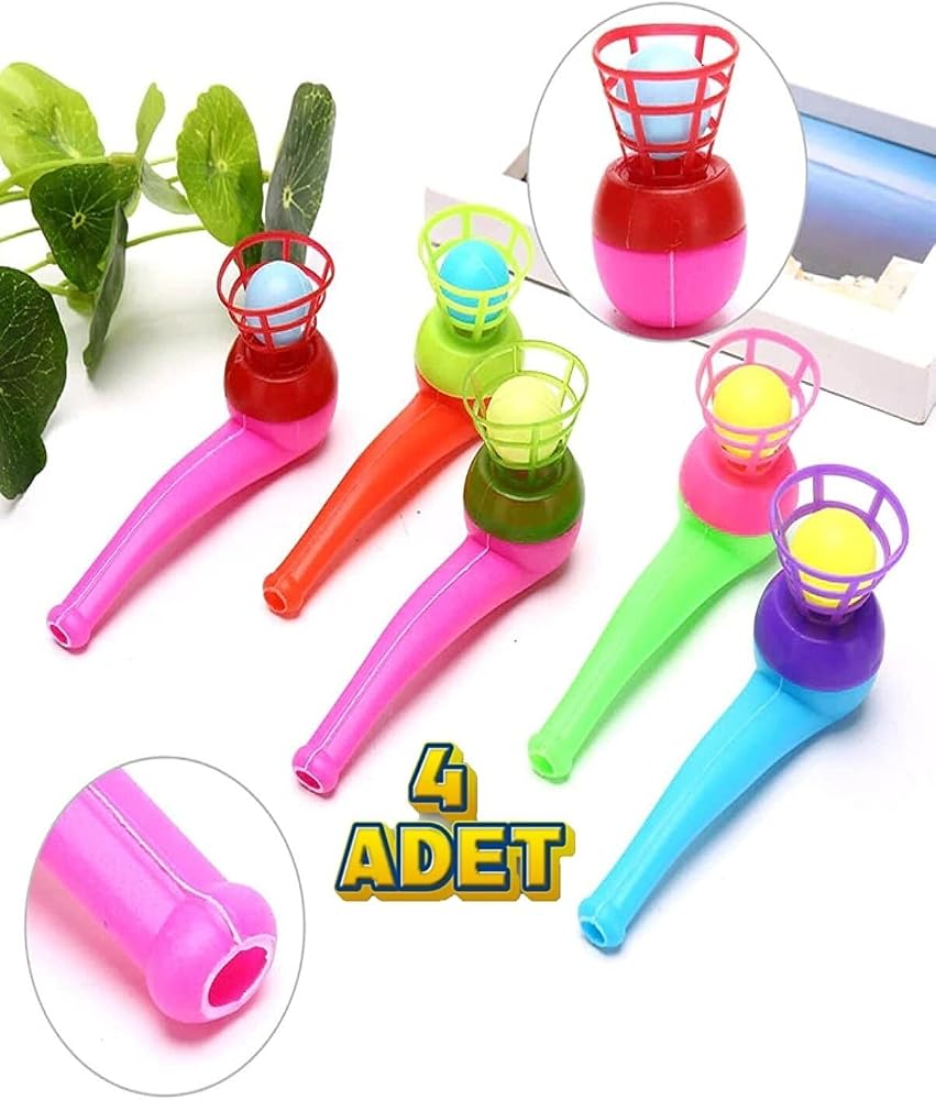 4'lü Set Oyuncak Saksafon Popit Pipet Top Üfleme Oyunu yağmurella4