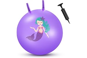 Blulu 60 cm Pelota Saltarina Hinchable para Niños Pelota de Tolva de Rebote con Asa Pelota de Salto Inflable Grande con Bomba para Saltar Jardín Actividades Exterior Juego Ejercicio (Sirena)