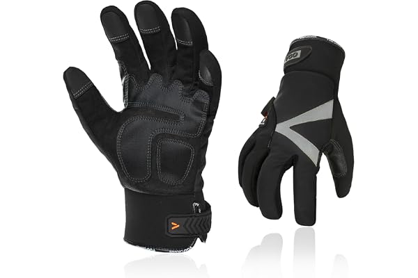 Vgo... Gants de travail hiver étanches, utilisation en chambre froide ou congélateur, doublure Thinsulate w/3M, écran tactile(SL8777FW,Noir,S,1paire)