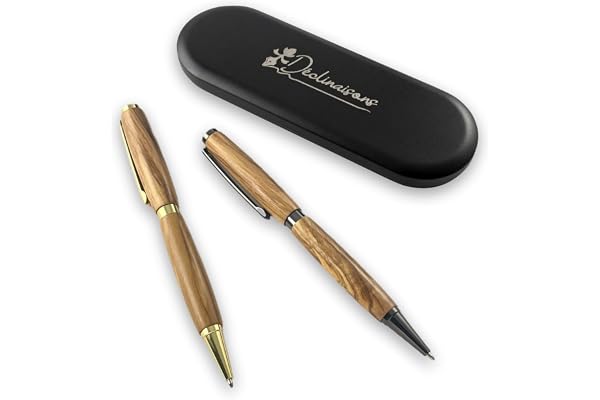 Déclinaisons - Parure 2 Stylos Bois Olivier d’Italie, Fabriqué à la Main en France, Cadeau Stylo Personnalisé avec Gravure, Livré avec Boite métal cadeau | Entreprise, Noël, Anniversaire, Retraite