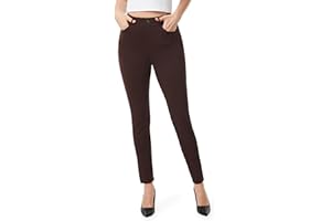 AFITNE Work Skinny Slim Leg Trousers with Pockets for Women UK 28''/30'' - High Waist Ladies Stretchy Casual Business Smart Tailored Trousers Womens Office Suit Pants