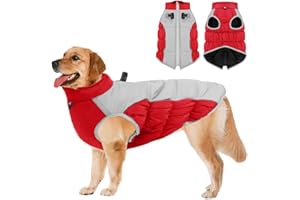 SRJEQC Cappotto Cane Taglia Grande, Cappotto per Cani Grande Riflettenti con Anello a D, Vestito cane taglia media per la stagione fredda cani di taglia media e Grand e Outdoor Sport,Rosso 5XL