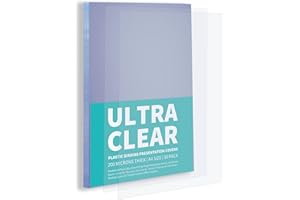 Binditek 50 Pack A4 PET Clear Binding Covers, 200 Microns, Ultra Clear Binding Front Covers, Square Corners, Un-Punched