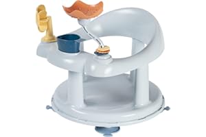Bebeconfort Playful Seggiolino da Bagno Girevole per Bambini, 6-12 Mesi, Max 10 kg, Seggiolino Doccia Bimbo, Sedia Bagnetto Neonato Rotante, Vassoio Attività, Antiscivolo, Ergonomico, Ventose, Blue