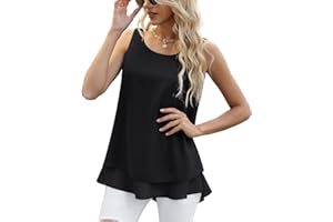 Yommay Chiffon Tank Tops für Damen Sommer Elegante ärmellose Business Cami Casual Blusen Tuniken Flowy