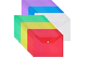 GOODTOU Plastic-Wallets Folder A4 Document Files Folders Popper Wallets with Button(36 Pack)