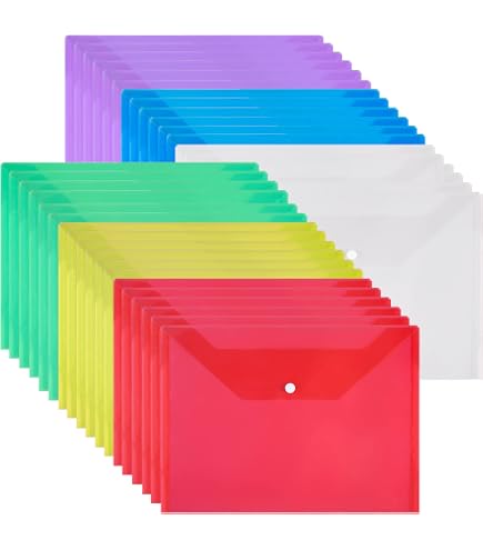 A4 Plastic Wallets With Popper Plastic Wallets, 30 Pack A4 File Folders ...