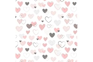 Pingianer - Tela de algodón para niños, 100 x 160 cm, diseño de Corazones, Corazón Rosa, Rosa y Negro, 100 x 160 cm