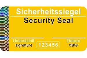300 pcs - Security Seal with Serial Number - 48x25mm Yellow, writable, Tamper Proof - self-Adhesive Security Labels, Quality & Safety Seals, Antifake & Authenticity Sticker, Atairs