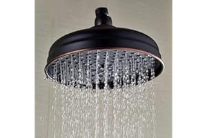 AFUDER Latón Antiguo Redondo 8 Pulgadas Alcachofa Ducha Accesorios de Baño Reemplazo Rociador Ducha Efecto lluvia Cabezal Ducha (Estándar 1/2 pulgada)
