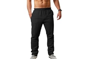 NANAMEEI Pantalon Coton Lin Homme Décontractés de Plage Léger Été Casual Yoga Pants avec Cordon Elastique Grande Taille