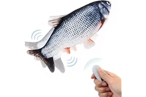 NEPFAIVY Pluszowa Ryba Zabawki dla Kotów Indoor - Interaktywna Ruchoma Ryba z Kocimiętką Zabawki do Pomieszczeń, Realistyczna Pluszowa Symulacja Poruszającej się Ryby