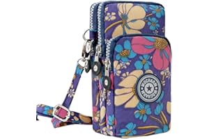 Best World 4 Yu Lightweight Nylon Crossbody Bag Cellphone Wallet for Women Girls Mini Shoulder Purse, Small Bag for Dog Walking with Long Strap