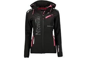 Geographical Norway Damska kurtka softshellowa z kapturem, wiatroszczelna, na świeże powietrze, piesze wycieczki, jesień, wiosna, produkcja BANS