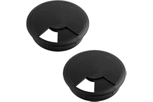 cyclingcolors 2X pasacables 80mm plástico Tapa Redondo Escritorio Mesa Mueble, Negro