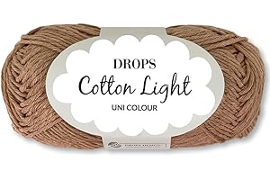 Frida's Wollhaus Drops Cotton Light Fil de coton mélangé pour tricot et crochet - 50 g - 33 couleurs (37 - Amande)