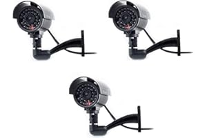 Digicharge Zestaw 3 kamer manekinowych Fałszywe Dummy CCTV Security Monitoring Kamera zewnętrzna z czerwoną diodą LED - Czarny