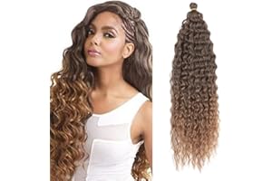 ‎DSOAR 22 Inch 3 Packs Deep Twist Crochet Hair Ocean Wave Curly Bohemian Crochet Braids Deep Wave Hair Bundles Synthetic Hair Extensions for Women Girls