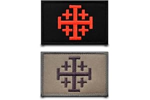 TUYATEZHI 2 Stück Schwarz und Braun Ritter Templer Kreuz Flagge Patch Nylon Stickerei Abzeichen Lustiger Taktische Militärisch Aufnäher Applikation für Kleidung Hut Jacke Rucksäcke Weste Jeans T-Shirt