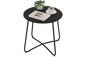 ‎ESITURO eSituro Beistelltisch rund, Balkontisch Gartentisch, Kaffeetisch Couchtisch Sofatisch Wohnzimmertisch, Kleiner Tisch für Wohnzimmer Balkon Terrasse Garten, aus Metall, φ45xH45 cm, Schwarz