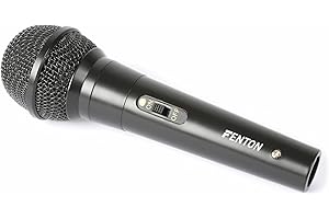 Fenton DM100 Micrófono Dinámico con Interruptor y Patrón Cardioide, Cable XLR de 3 Metros y Clavija Jack de 6,3 mm, Micrófono para DJ, Karaoke, Vocal, Color Negro