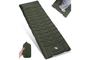 Tixexo Matelas Camping Autogonflant Tapis de Sol Camping Matelas Autogonflant 1 Personne,Tapis de Couchage Gonflable avec Pompe à Pied,13CM épais, Peut être épissé, Plein Air Randonnée (Vert)