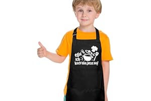 FCXQG 1 Pcs Grembiule Cucina Bambino Grembiule Cucina Bambina Grembiule Cucina Bambini Grembiule Bambina Grembiule Bambino Grembiule Per Pittura Con Tasche Nero (9-12 Anni)