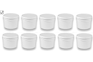 ‎SILPLAST 10 x 10 Liter Eimer mit Deckel weiß, stapelbarerer Milch-/Vorratseimer, Honigeimer Kunststoffeimer mit Lebensmittelfreigabe, Lebensmittelechte Behälter, Leereimer für Mehl, Wassereimer, 10 Stück