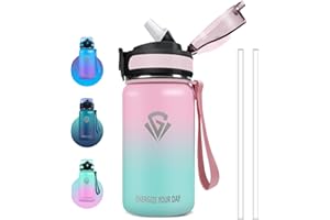 GRSTA Grastra Gourde Isotherme 500ml Sans BPA Paille Anti-Fuite Réutilisable Garçons & Filles Facile à Nettoyer École Bureau Outdoor