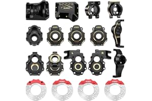 GLOBACT Brass Upgrades Kit for 1/10 TRX4 Front & Rear Portal Axle Inner & Outer Portal Housing Diff Cover Drive Axle Mounts with Brake Disc & Caliper RC Crawler Car Parts