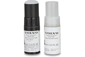 Volvo Oryginalny 717 Onyx Black zestaw pisaków – 9 ml lakier bazowy, 9 ml lakier bezbarwny — zestaw naprawczy lakier czarny 31424063