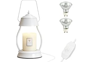 LXTaoler Scalda-candela, temperatura regolabile con 2 lampadine (50 W) per camera da letto, soggiorno, studio, decorazione (bianco, 15,2 x 30,5 cm)