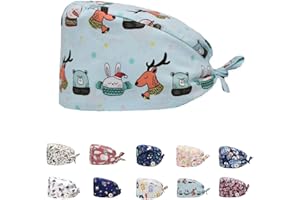 Siribelle Calot Chirurgien Femme Homme Casquette Bloc Opératoire Réglable Respirant Lavable Cheveux Long Bonnet avec Bouton